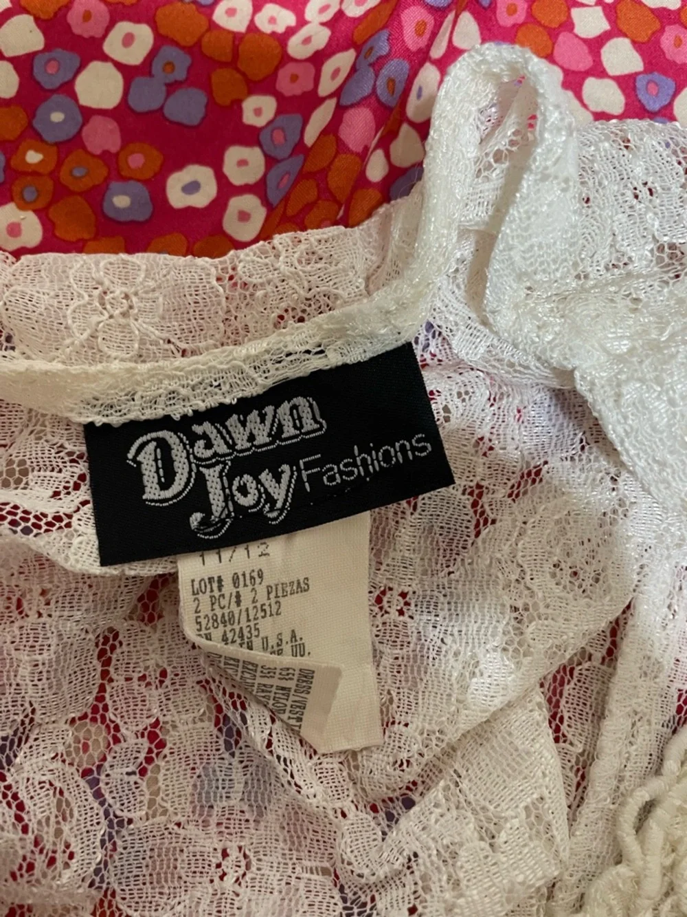 Dawn Joy Dreamers Cream Lace V-Neck Button Front Dress - Picture 4 of 5